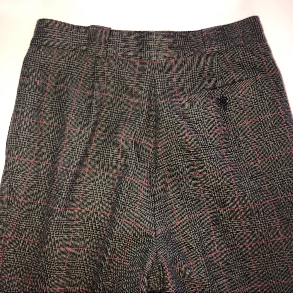 Vintage Giorgio Sant’Angelo Glen Check Plaid Wool Pants Gray Red - Picture 6 of 17